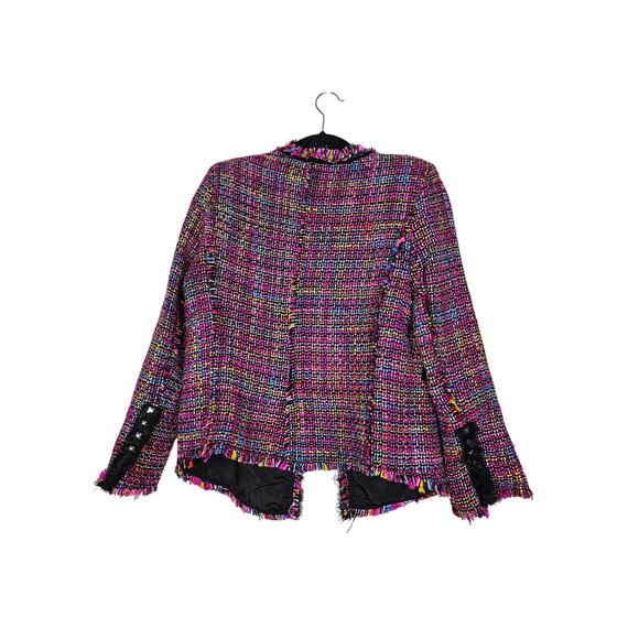 Michael Simon S Petite Multicolor Fringe Bucle Tweed Blazer Kitsch Career - Picture 2 of 4